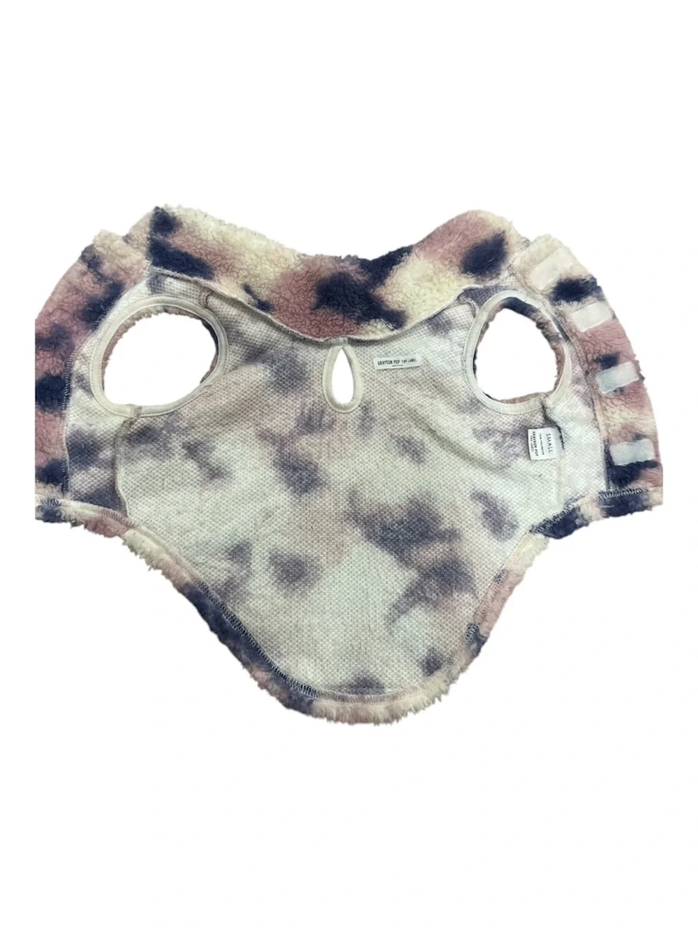 Fleece Small Pet Hooded Coat in Cream, Pink & Navy- size small